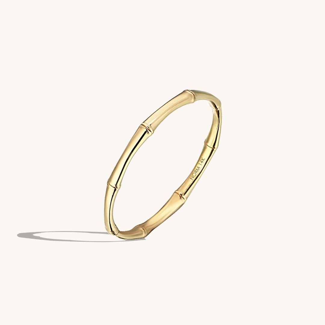 Minimalist Bamboo Ring in 14k Yellow Gold