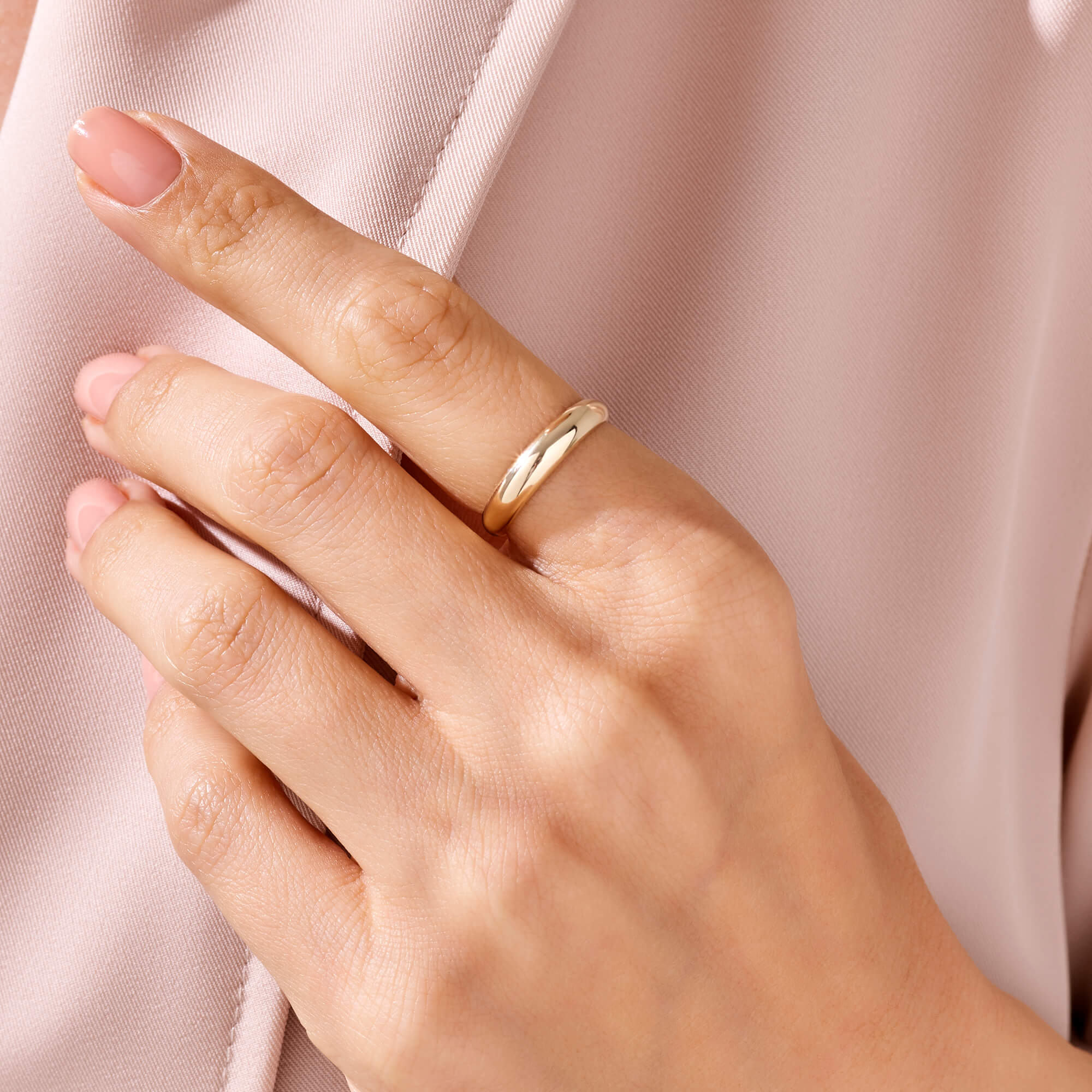 Minimalist Dome Band Ring in 14k Solid Yellow Gold