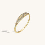 Minimalist Sparkle Signet Ring in 14k Solid Gold