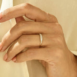Women's Slim Pave Signet Pinky Ring in 14k Real Gold