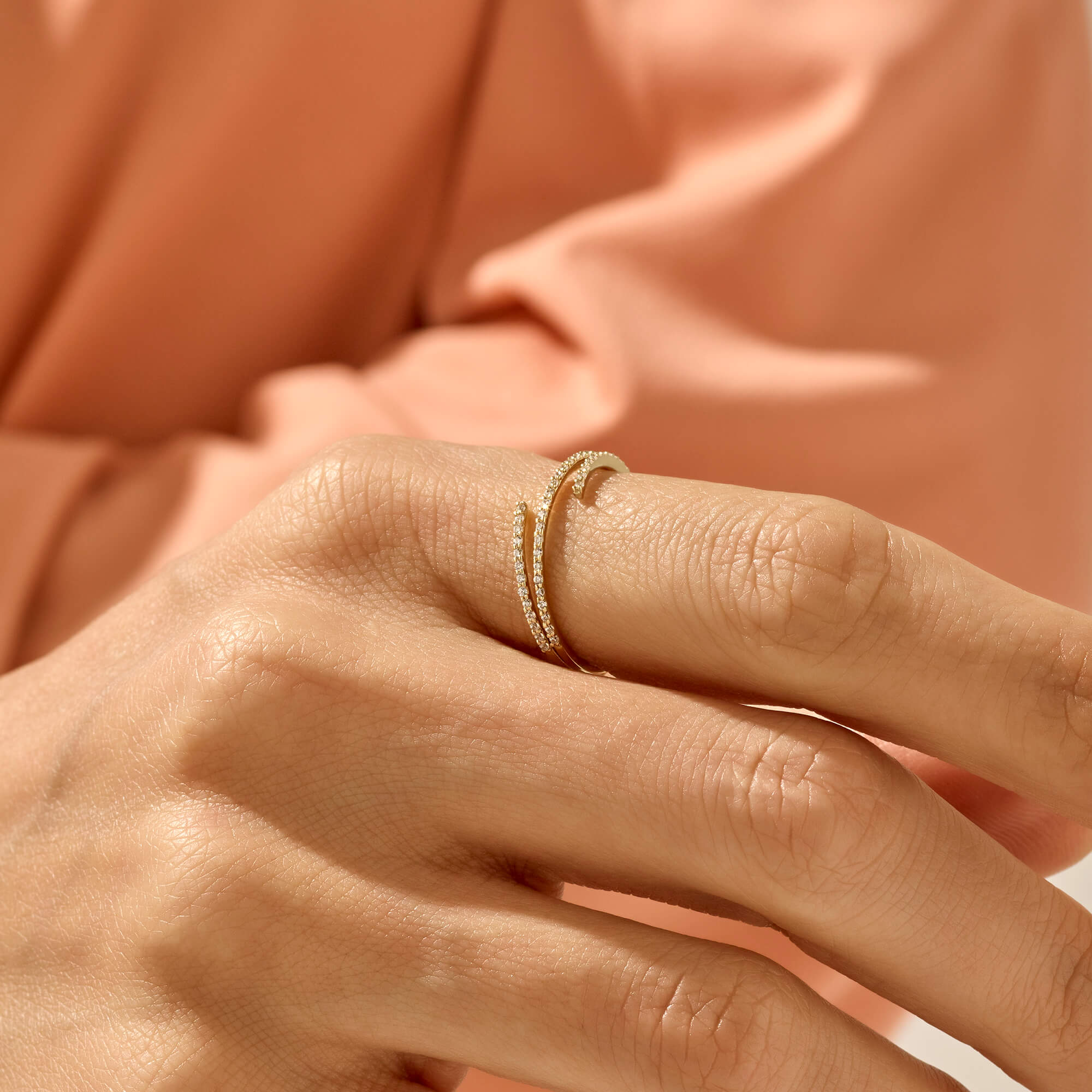Minimalist Wraparound Ring in 14k Real Yellow Gold
