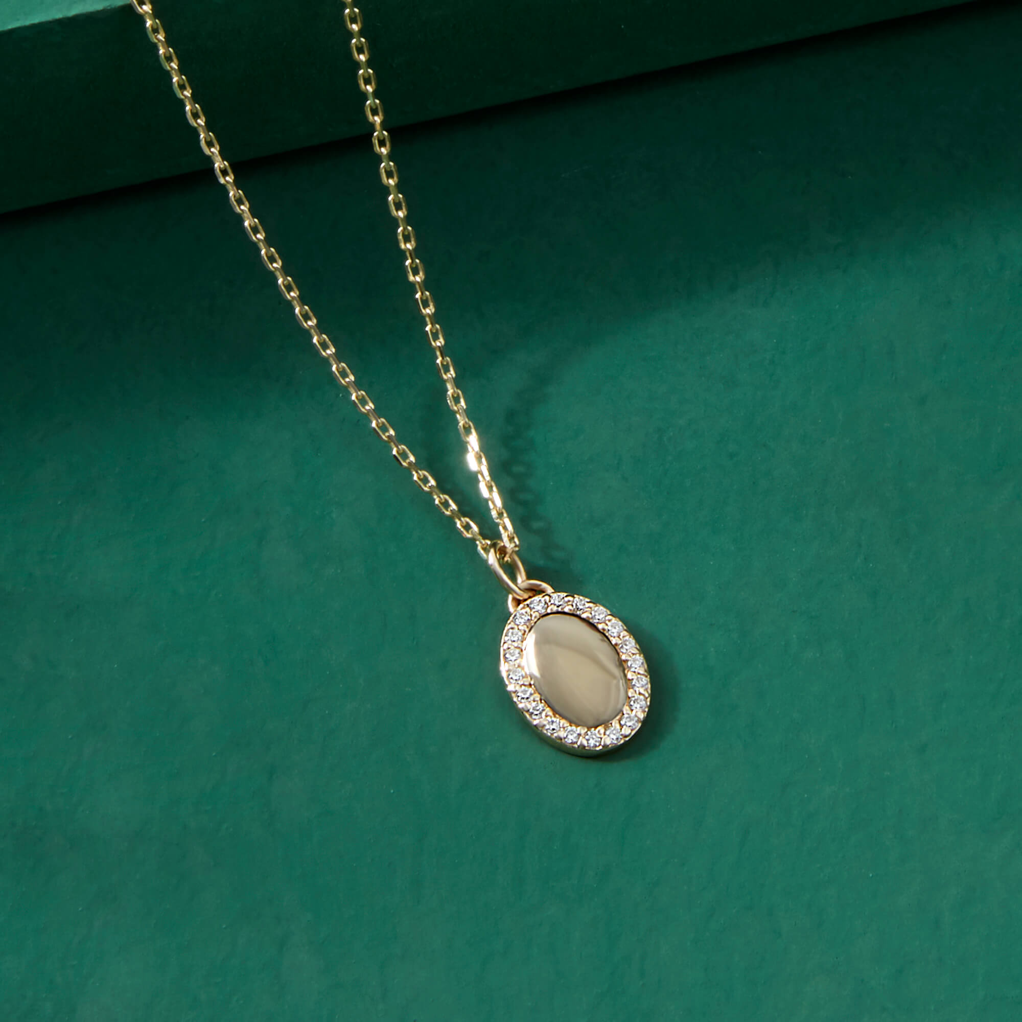 14k Real Yellow Gold Engravable Pendant Necklace for Women
