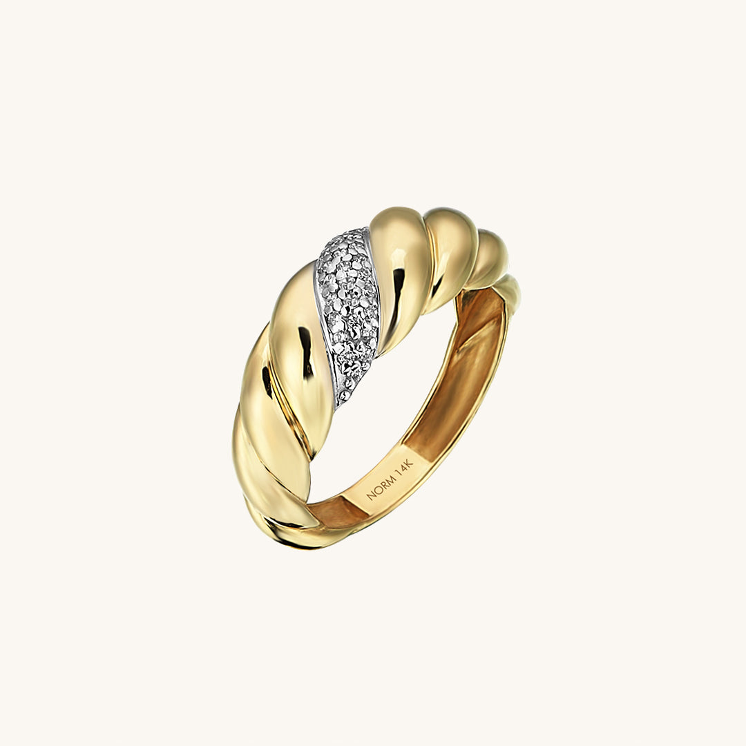 Pave Croissant Statement Ring in 14k Real Gold