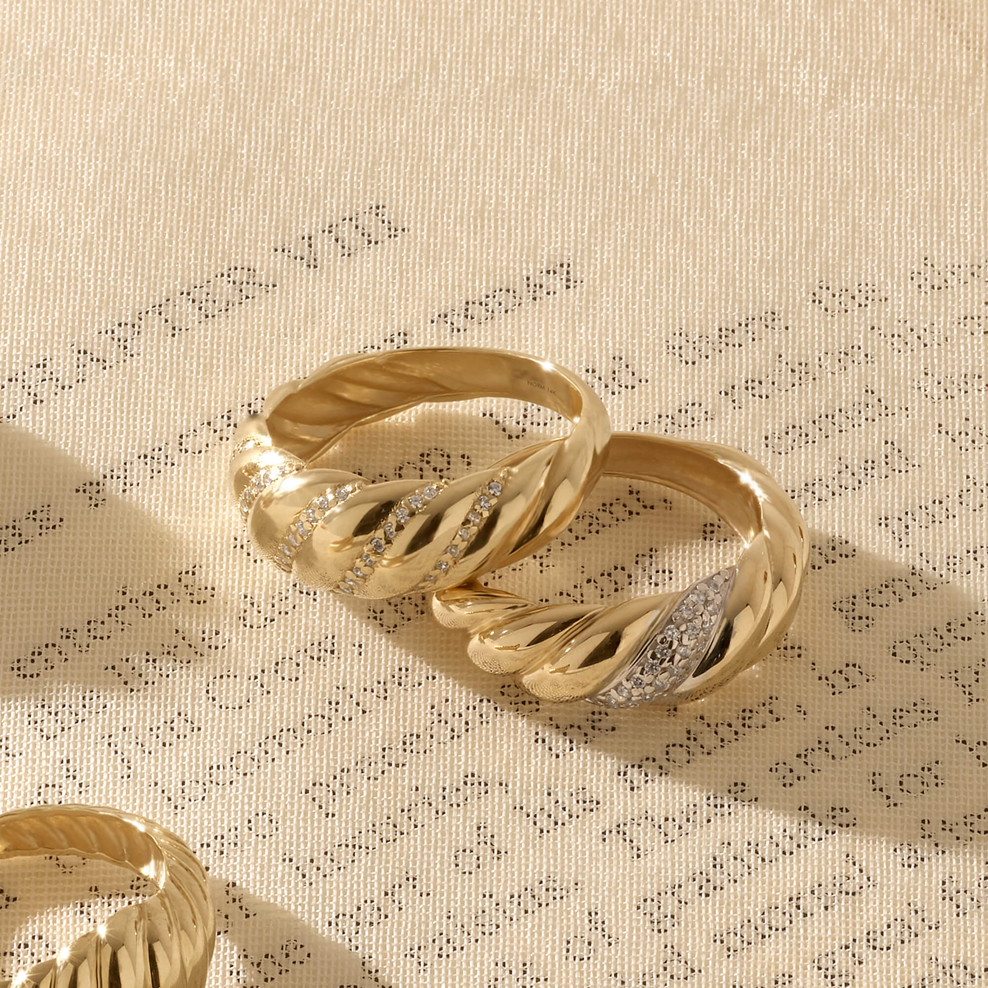 Pave Croissant Chunky Ring in 14k Solid Yellow Gold