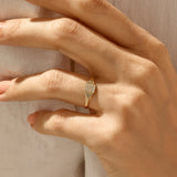 Women's Pave Signet Ring in 14k Real Yellow Gold