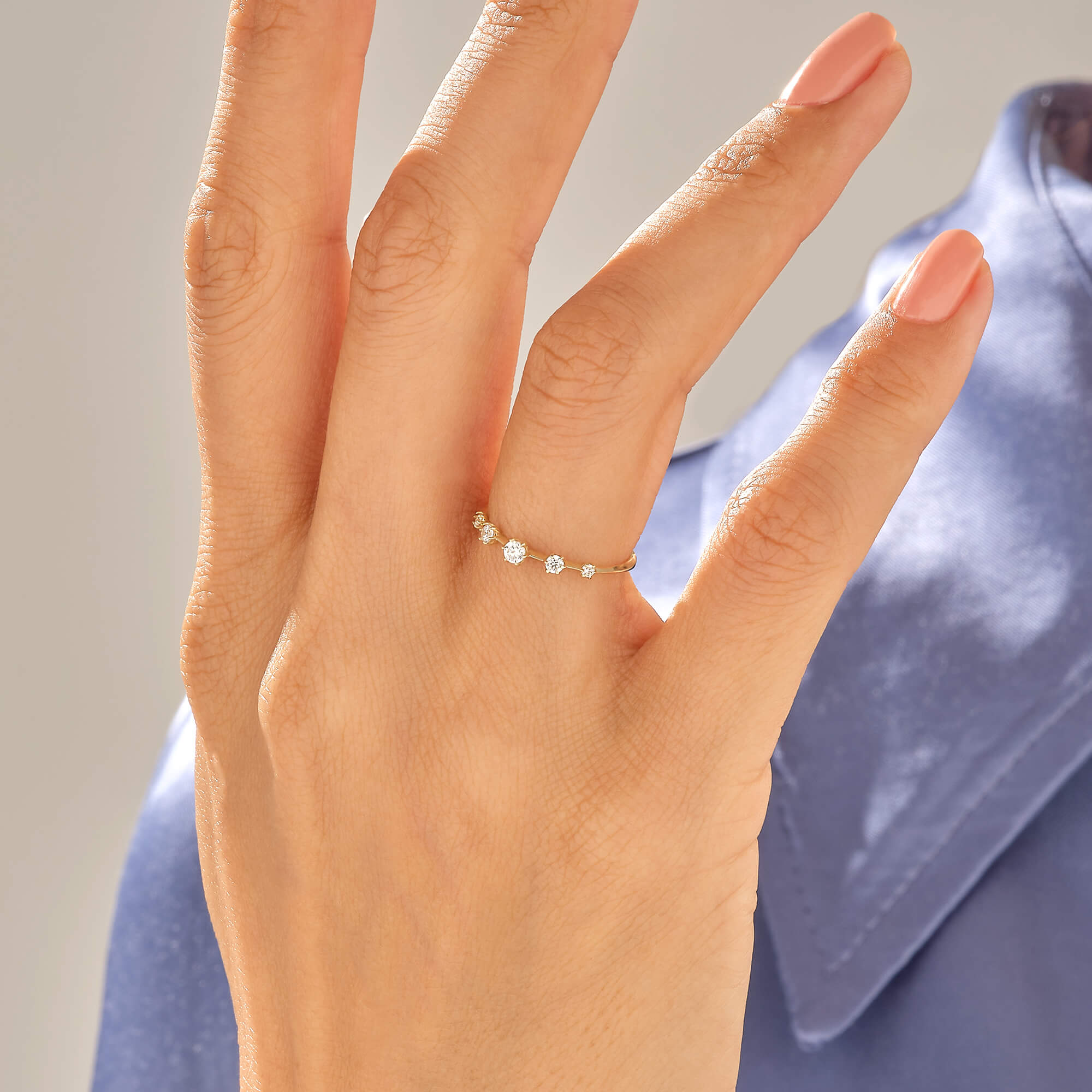 Women's Pave Solitaire Ring in 14k Solid Gold