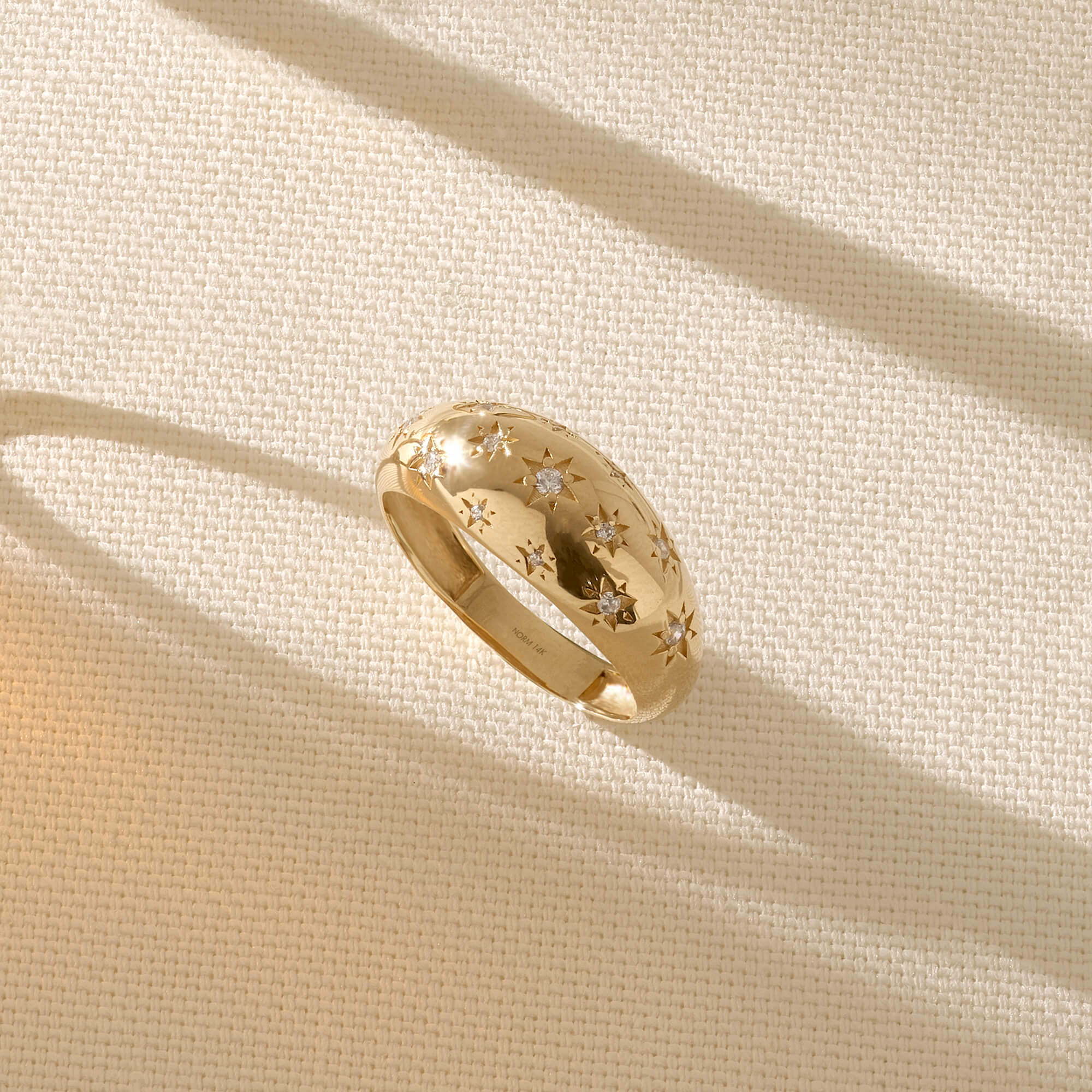 Premium Star Dome Statement Ring in 14k Real Gold