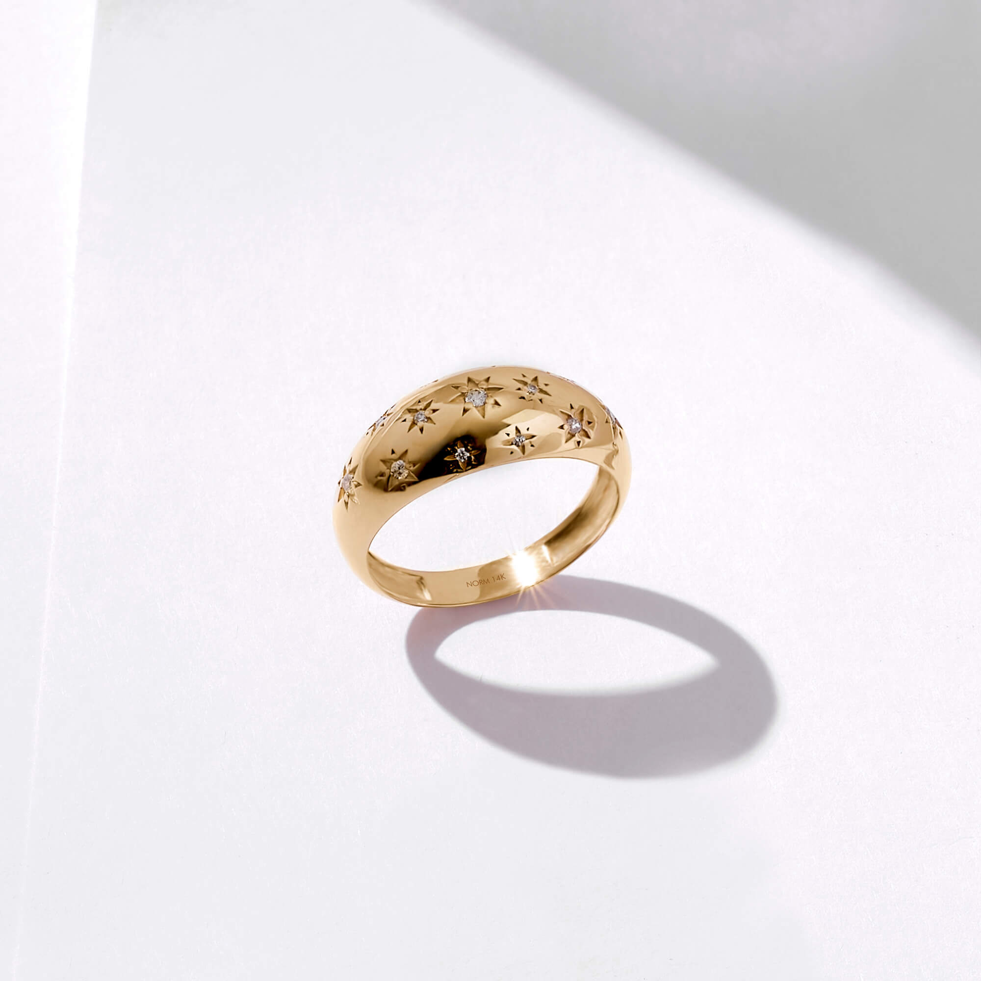 Premium Star Bold Dome Statement Ring in 14k Real Gold
