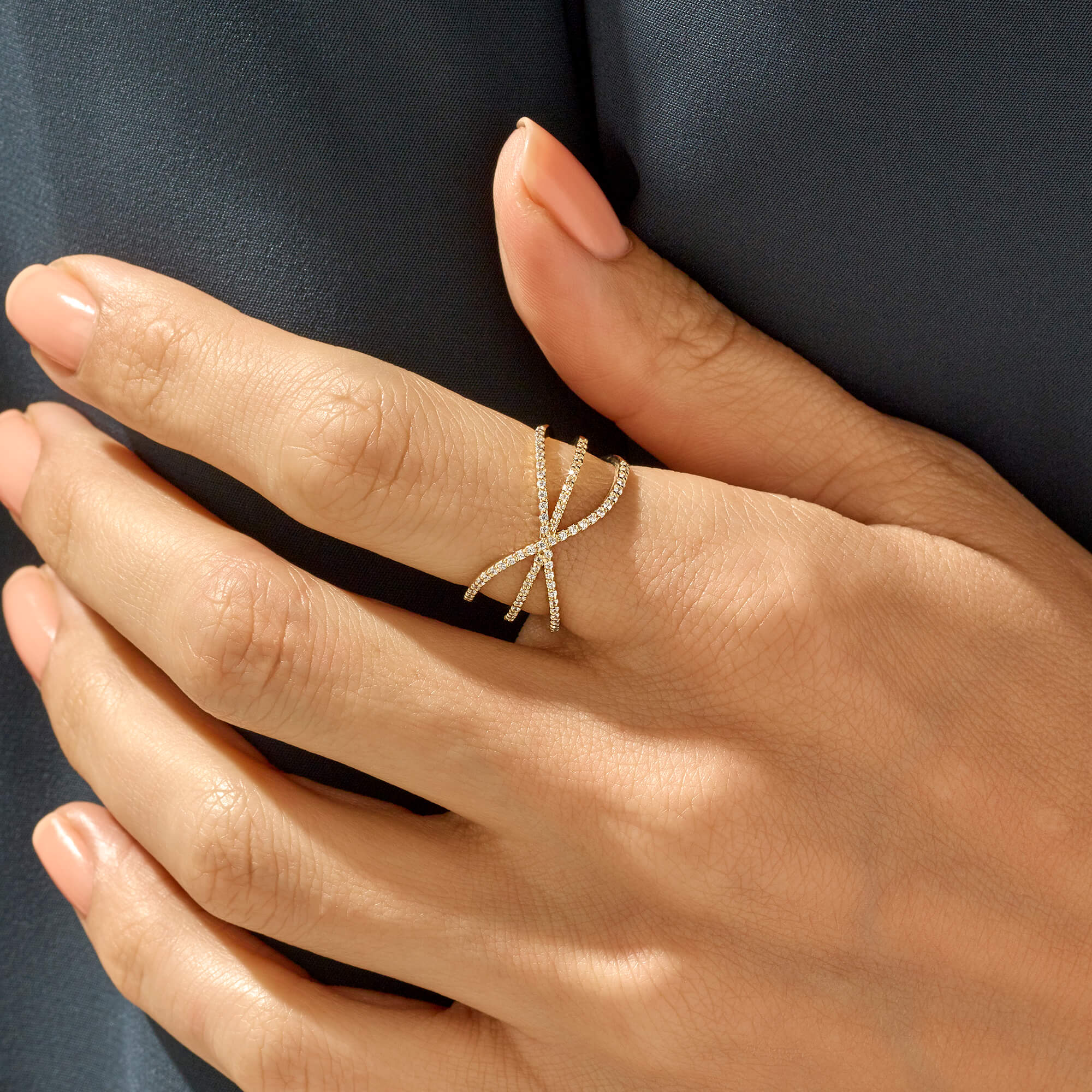 Premium Criss Cross Ring in 14k Solid Gold