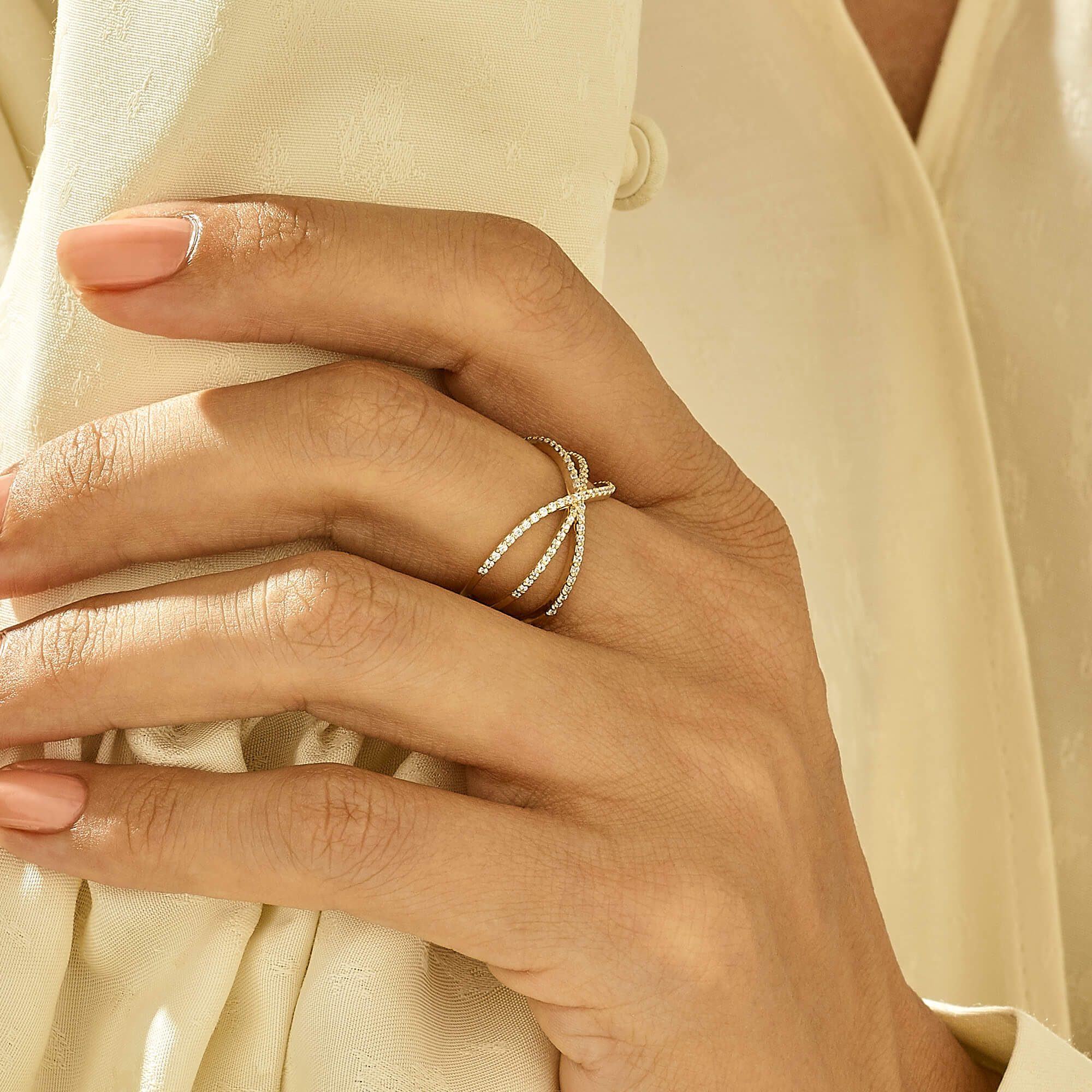 14k Solid Gold Premium X Ring for Women