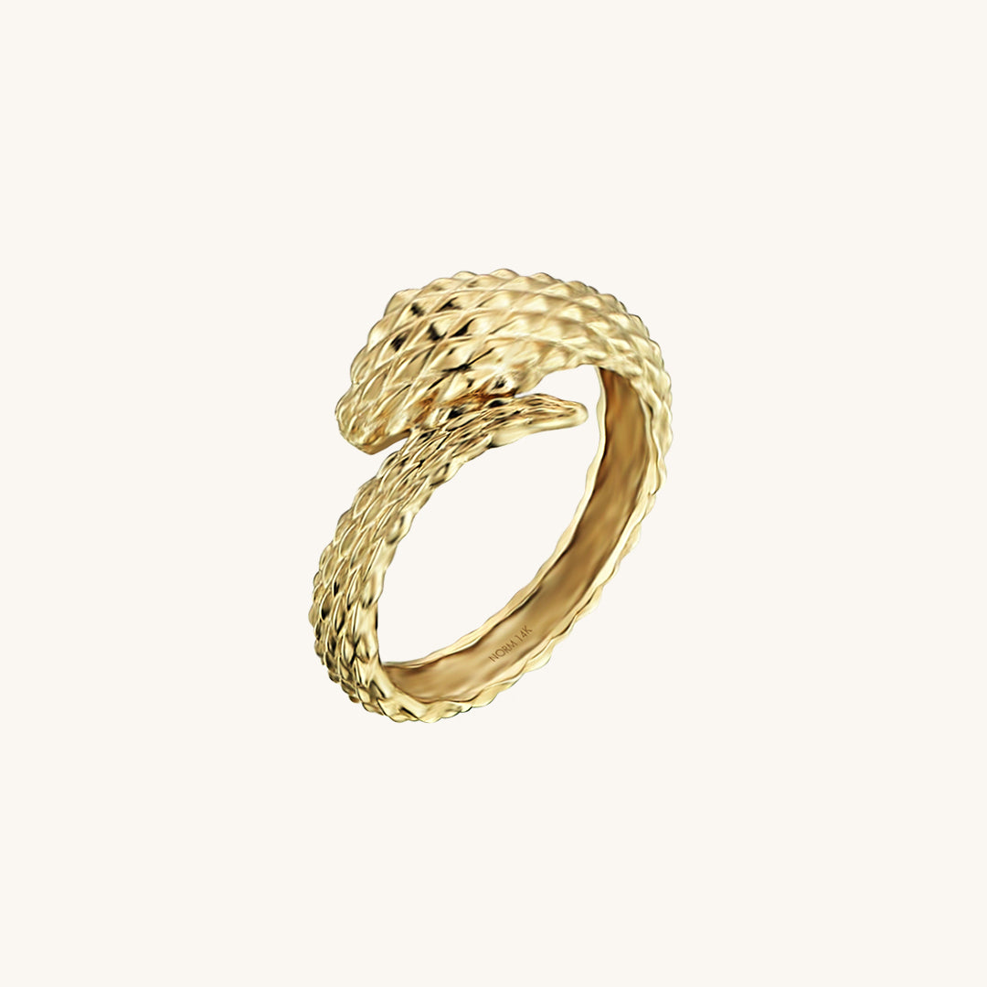 Women's Snake Ring in 14k Solid Yellow Gold
