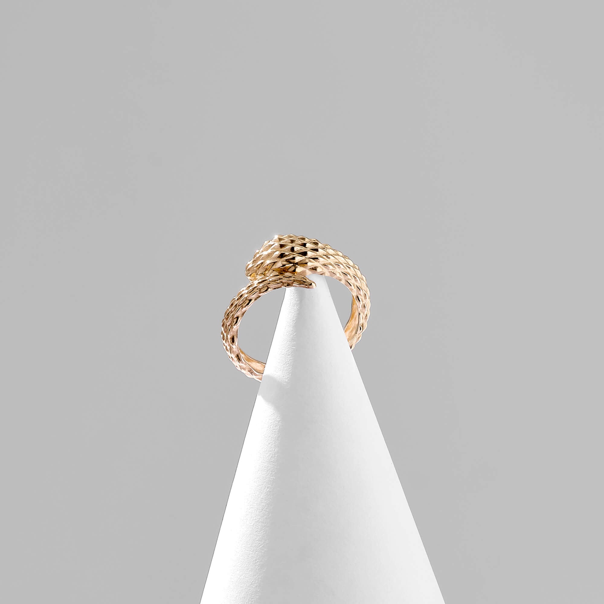 Textured Snake Ring in 14k Solid Yellow Gold