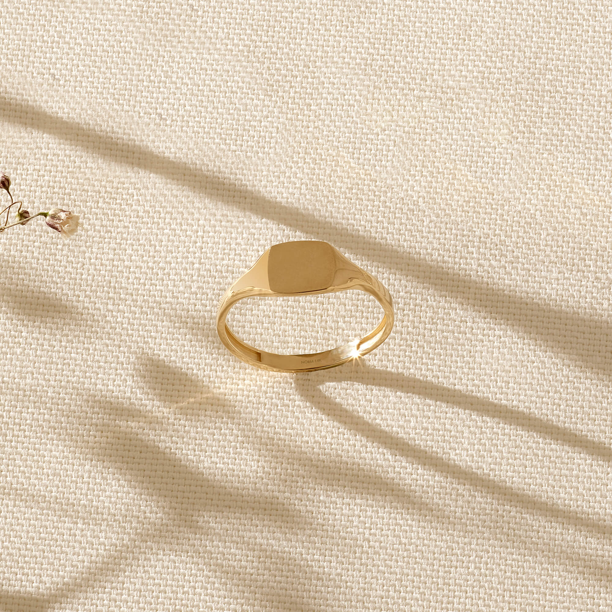14k Real Gold Engravable Square Signet Ring for Women