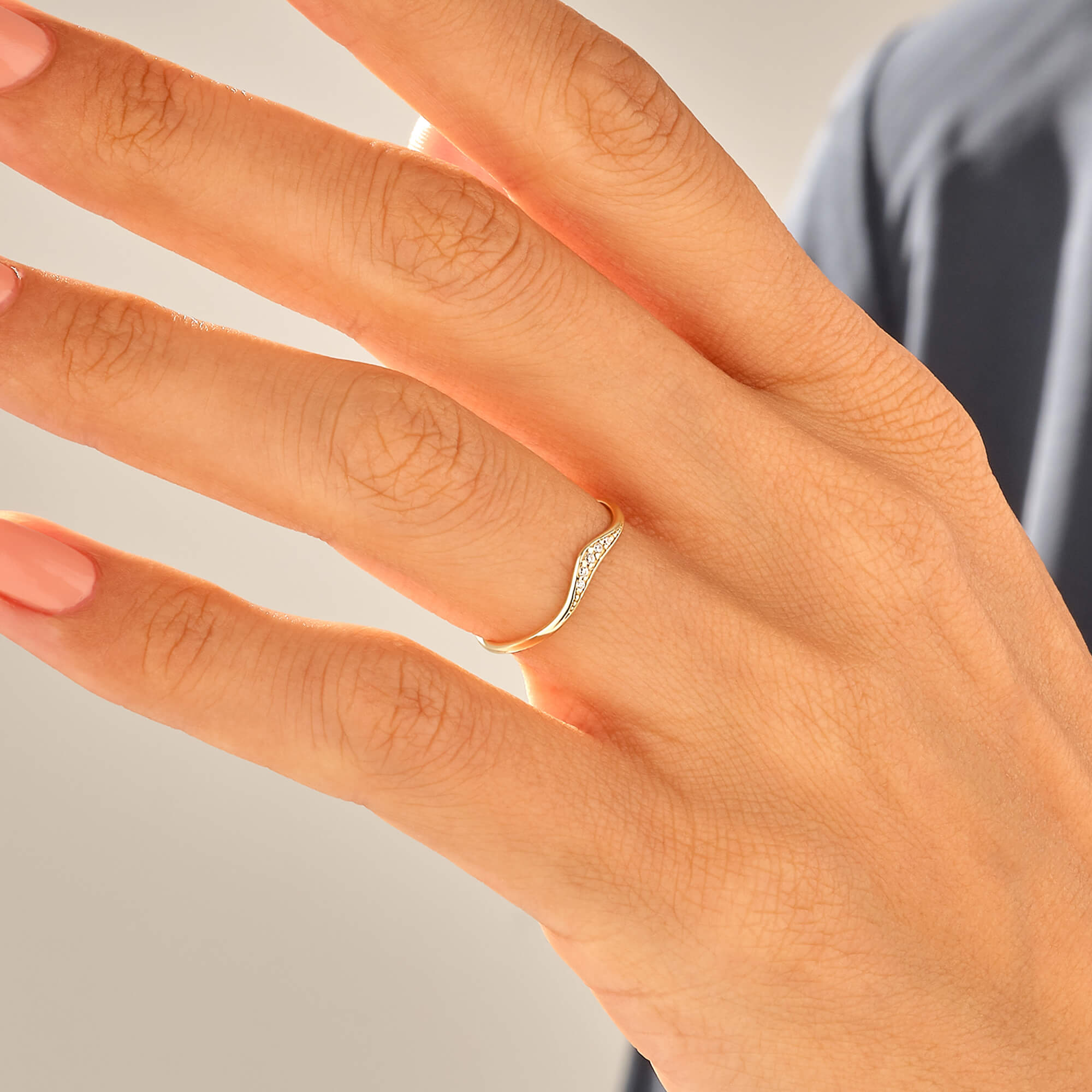 14k Gold Delicate Stacking Ring for Women