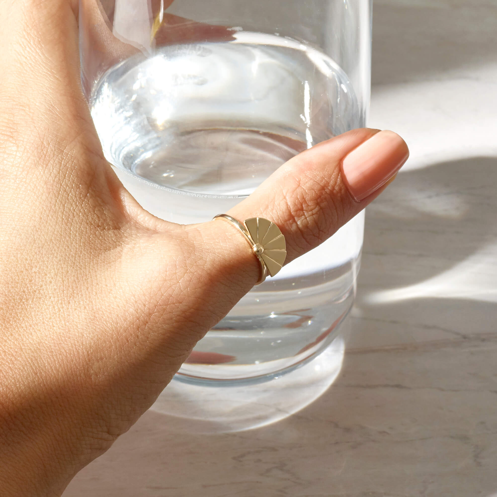 Minimalist Sun Ring in 14k Solid Yellow Gold