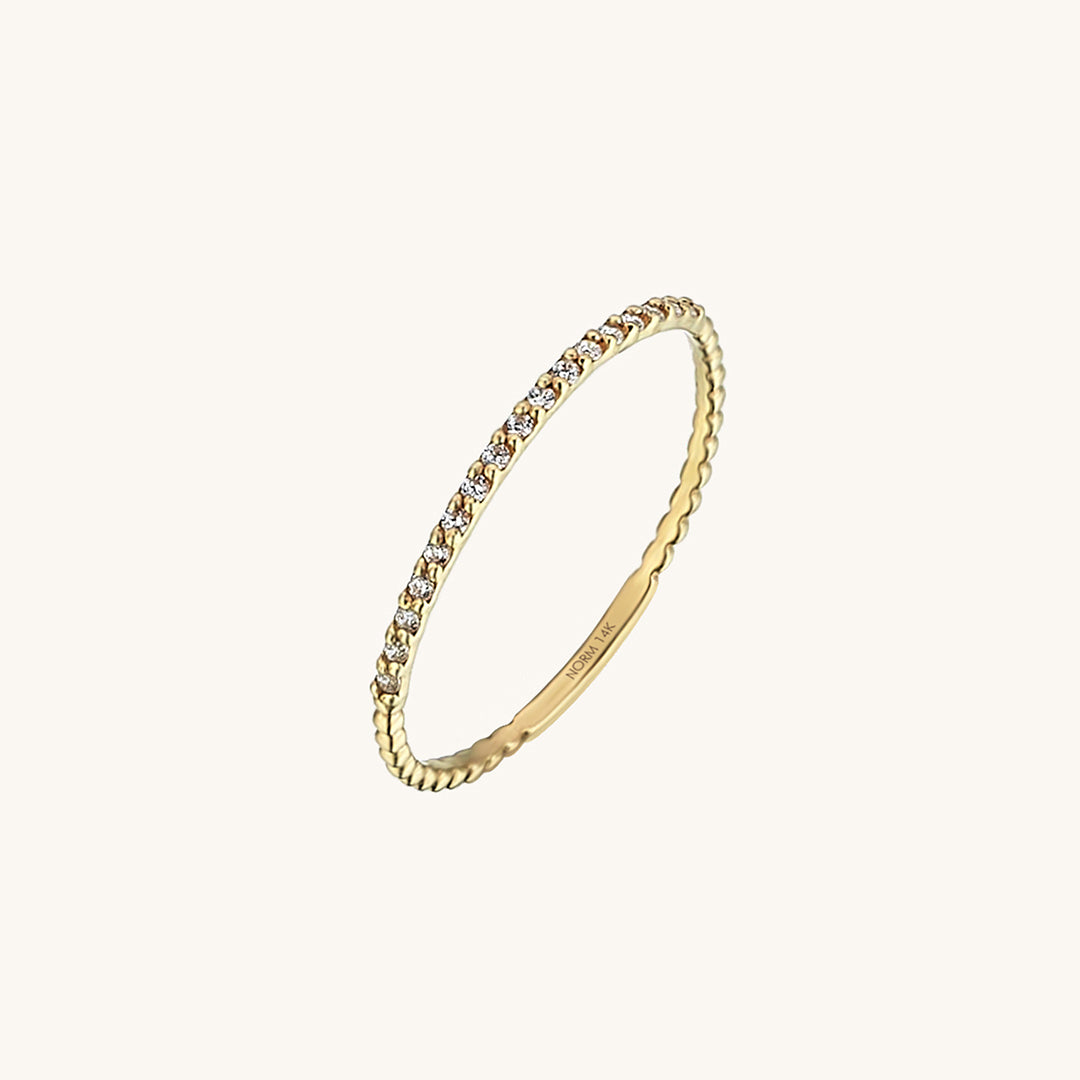 14k Solid Gold Tiny Diamond Ball Ring