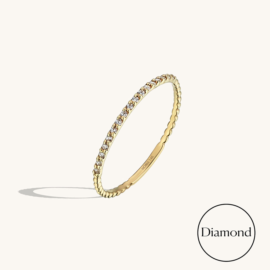 14k Gold Minimal Diamond Ball Stacking Ring