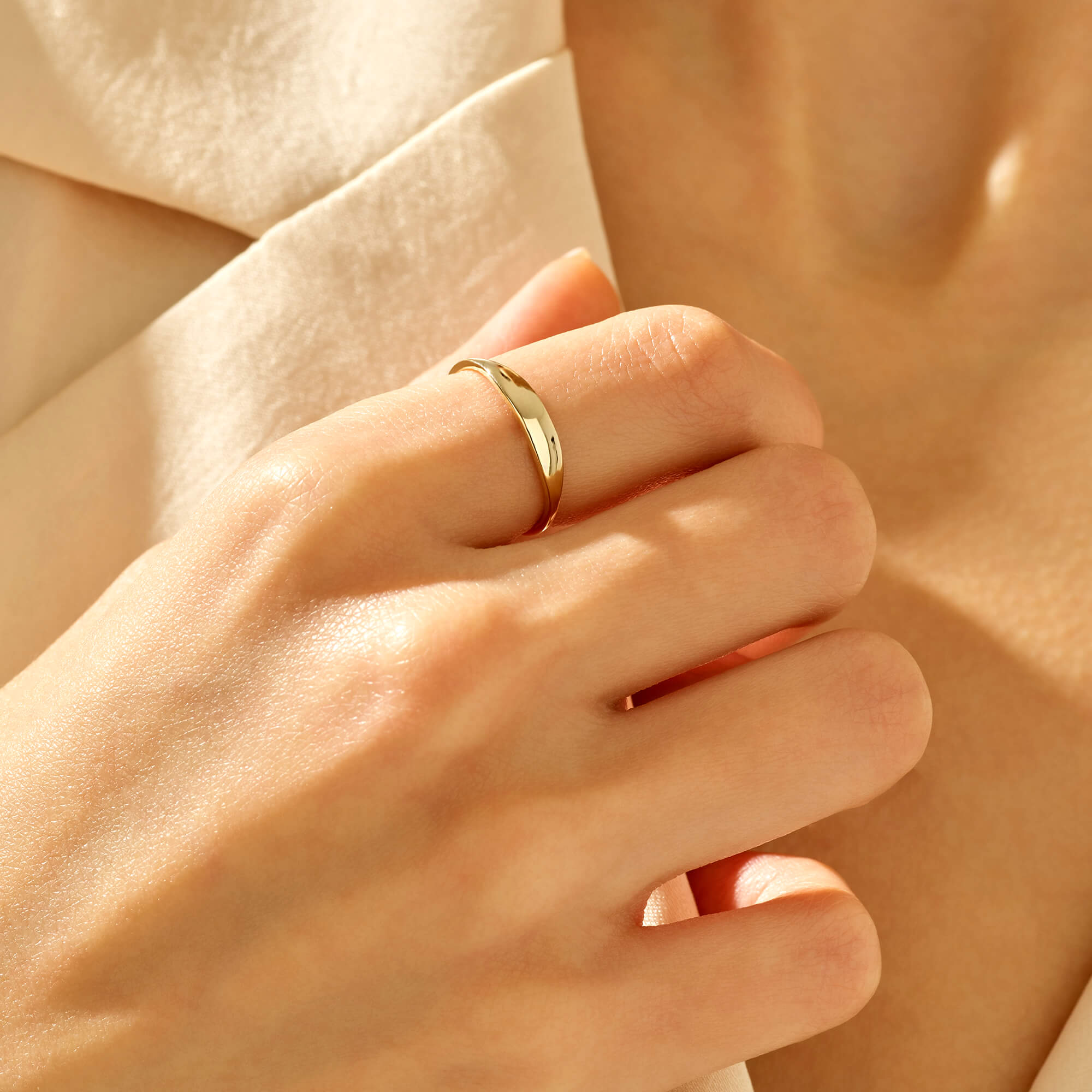 Women's Tiny Signet Pinky Ring in 14k Solid Yellow Gold