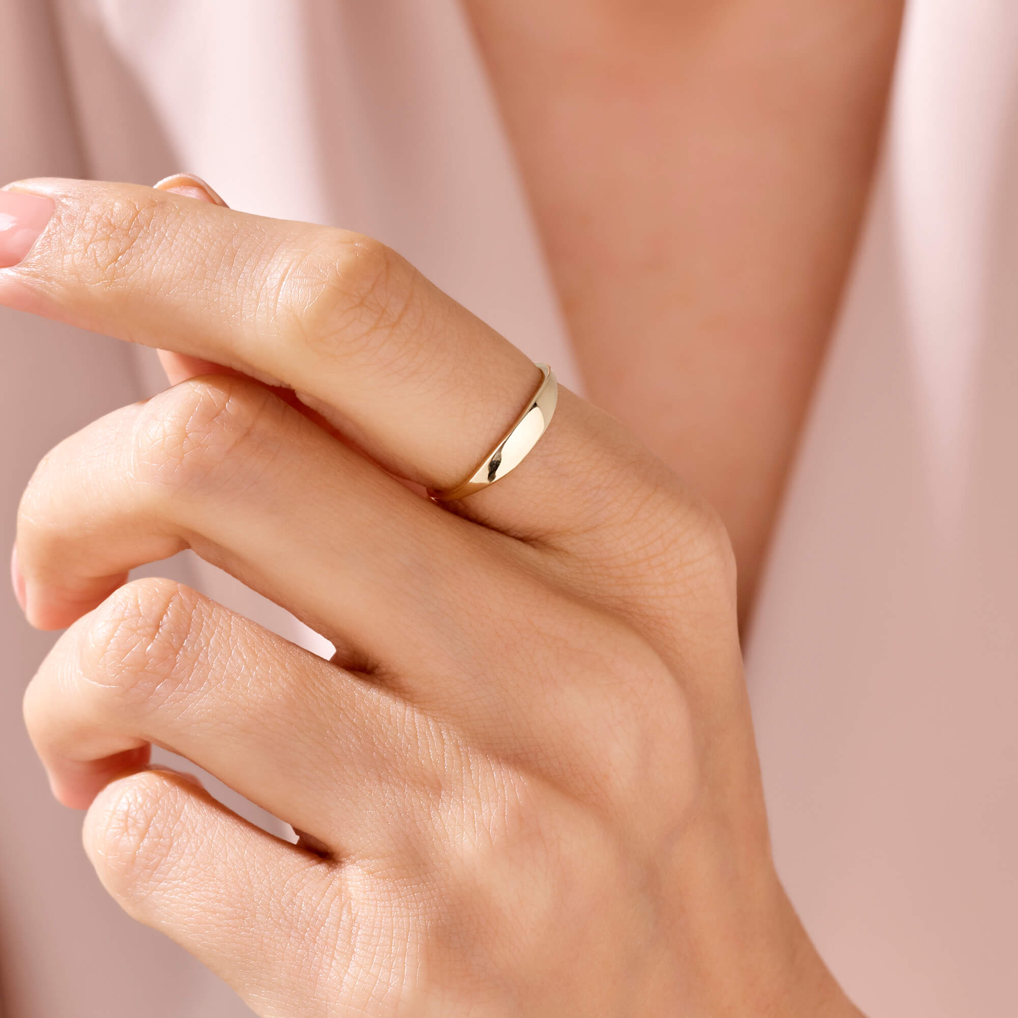 Women's Tiny Signet Ring in 14k Real Yellow Gold