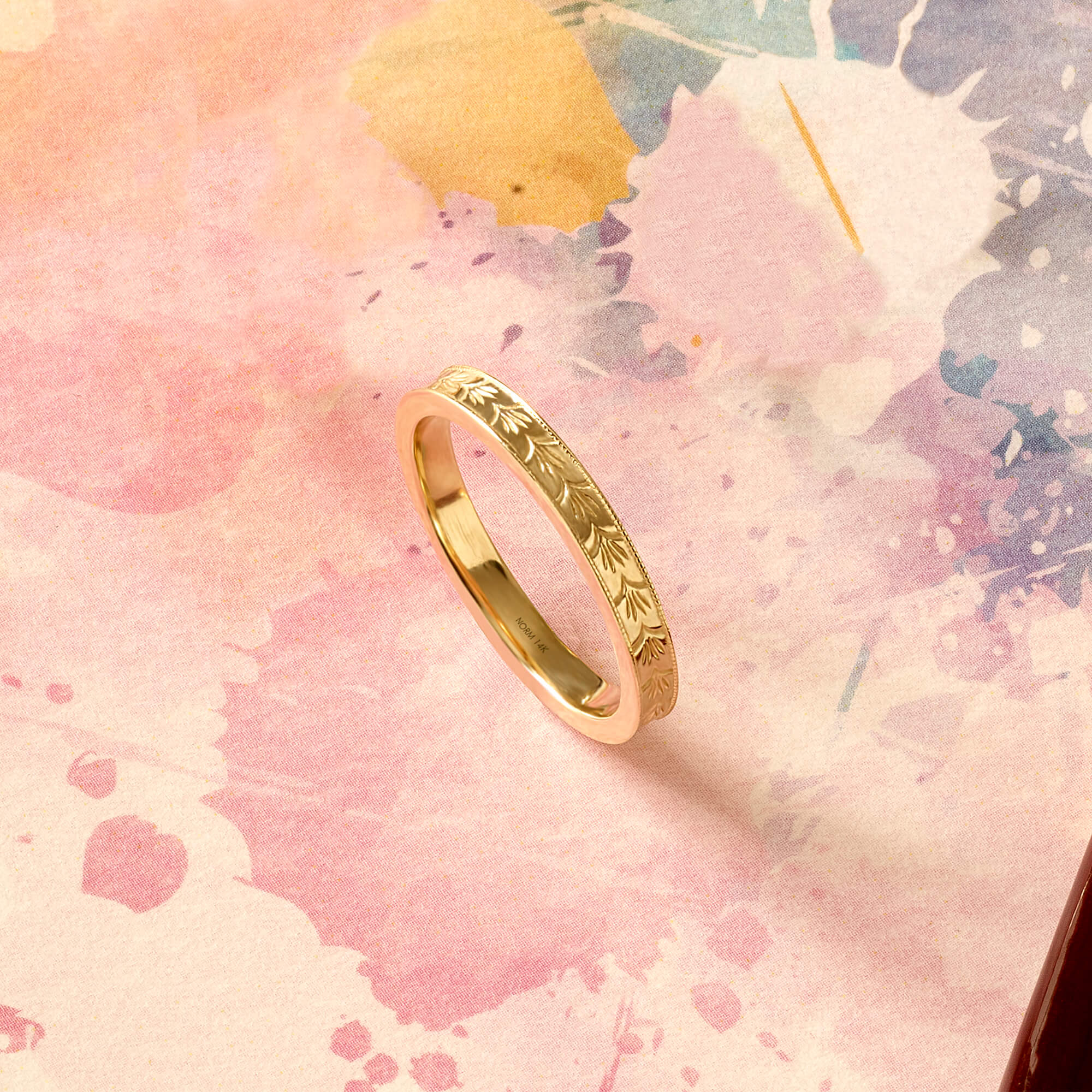 Vintage Band Stacking Ring in 14k Solid Yellow Gold
