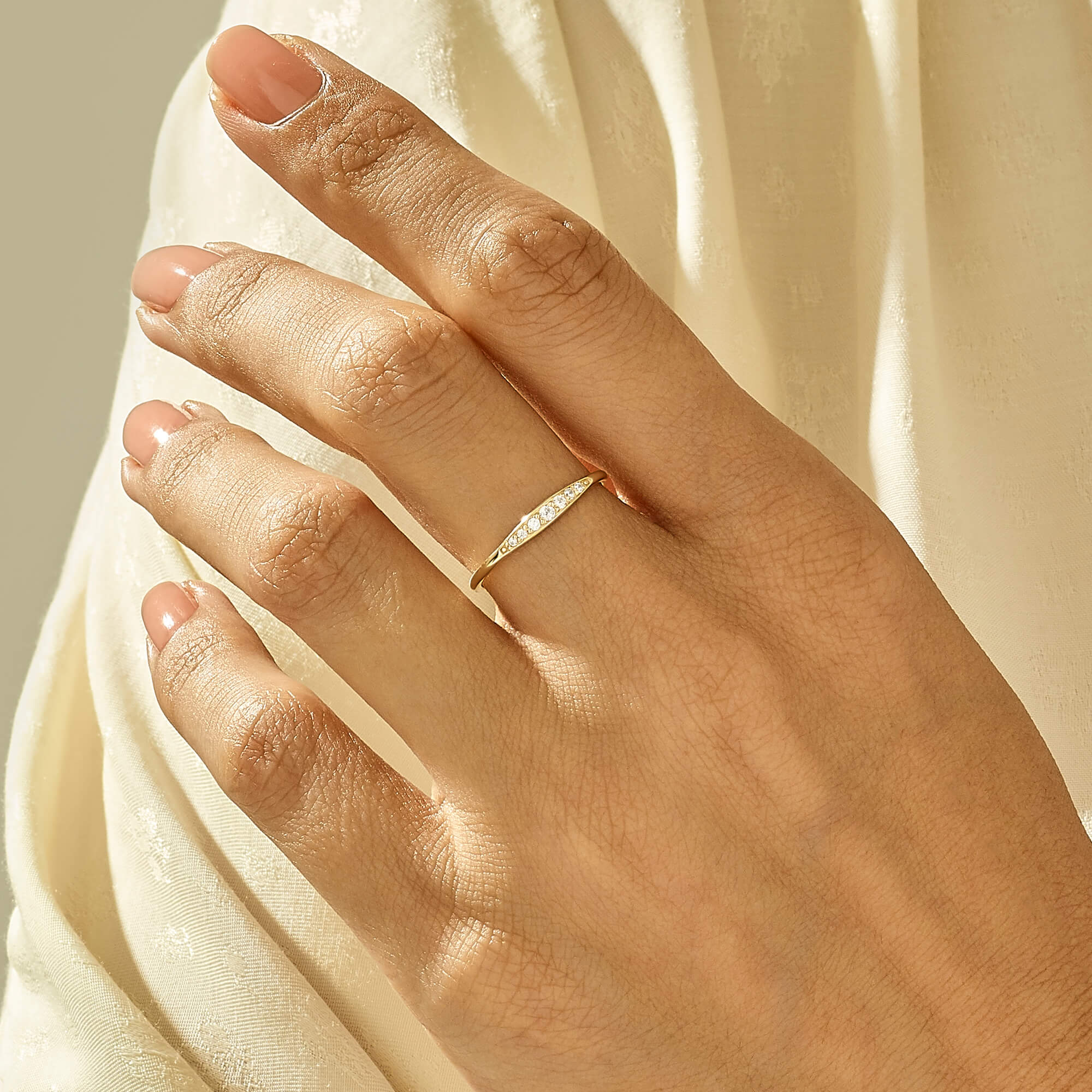 Women's Stackable Wedding Band Ring in 14k Real Yellow Gold