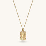 Rectangle Sun Pendant Necklace for Women in 14k Yellow Gold