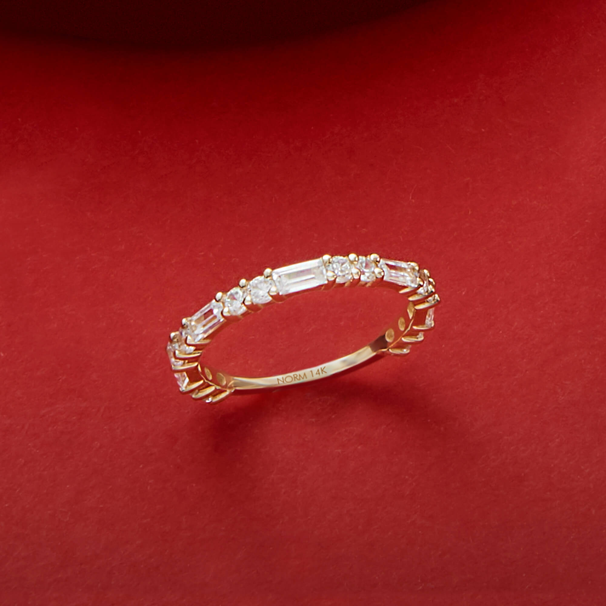 14k Gold Alternating Baguette Eternity Band Ring
