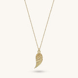 14k Real Yellow Gold Angel Wing Pendant for Women