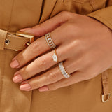 Women's Baguette Ladder Band Ring in 14k Solid Gold