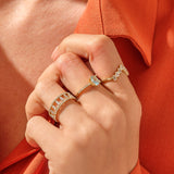 Women's Baguette Ladder Band Ring in 14k Solid Yellow Gold