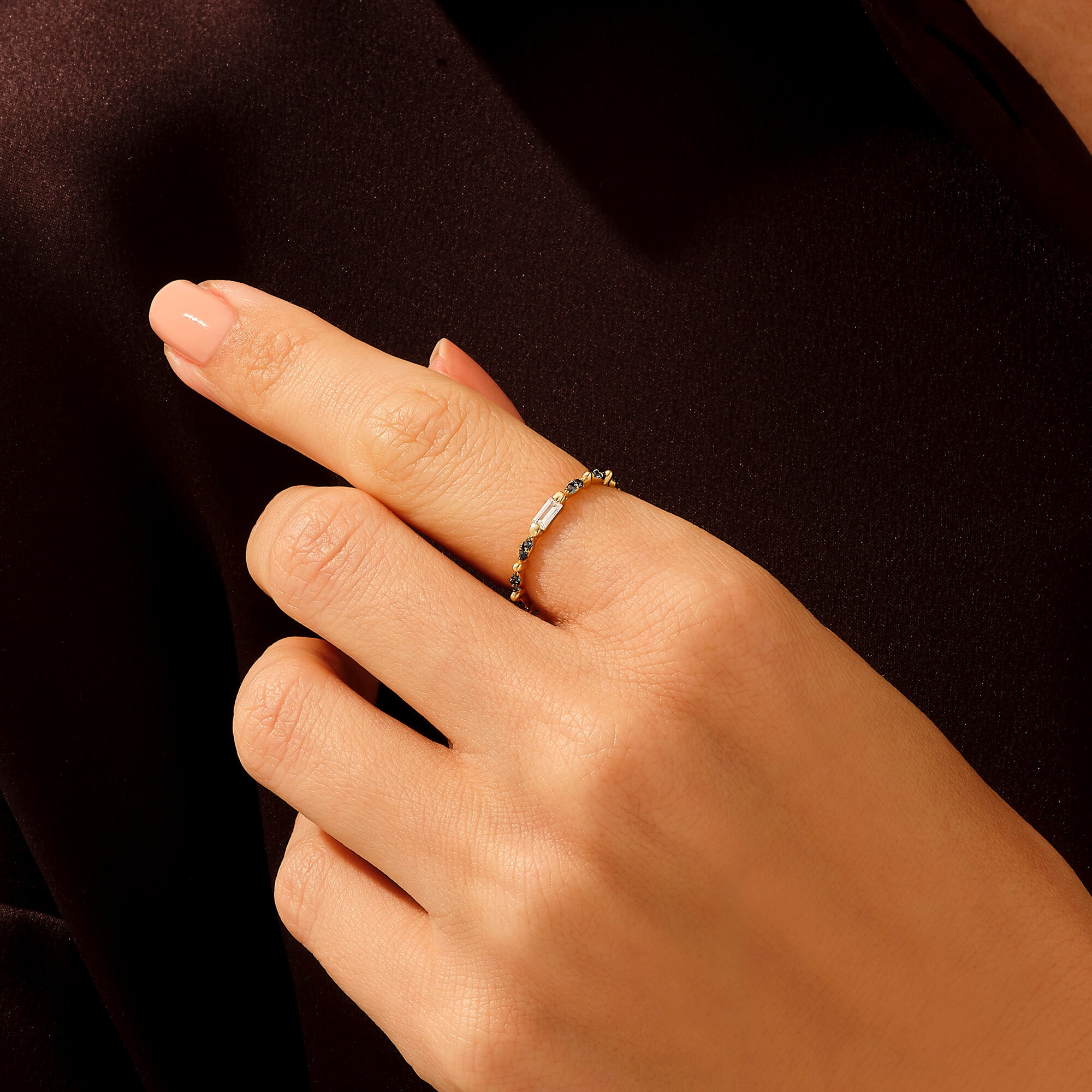 14k Gold London Blue Eternity Band Ring