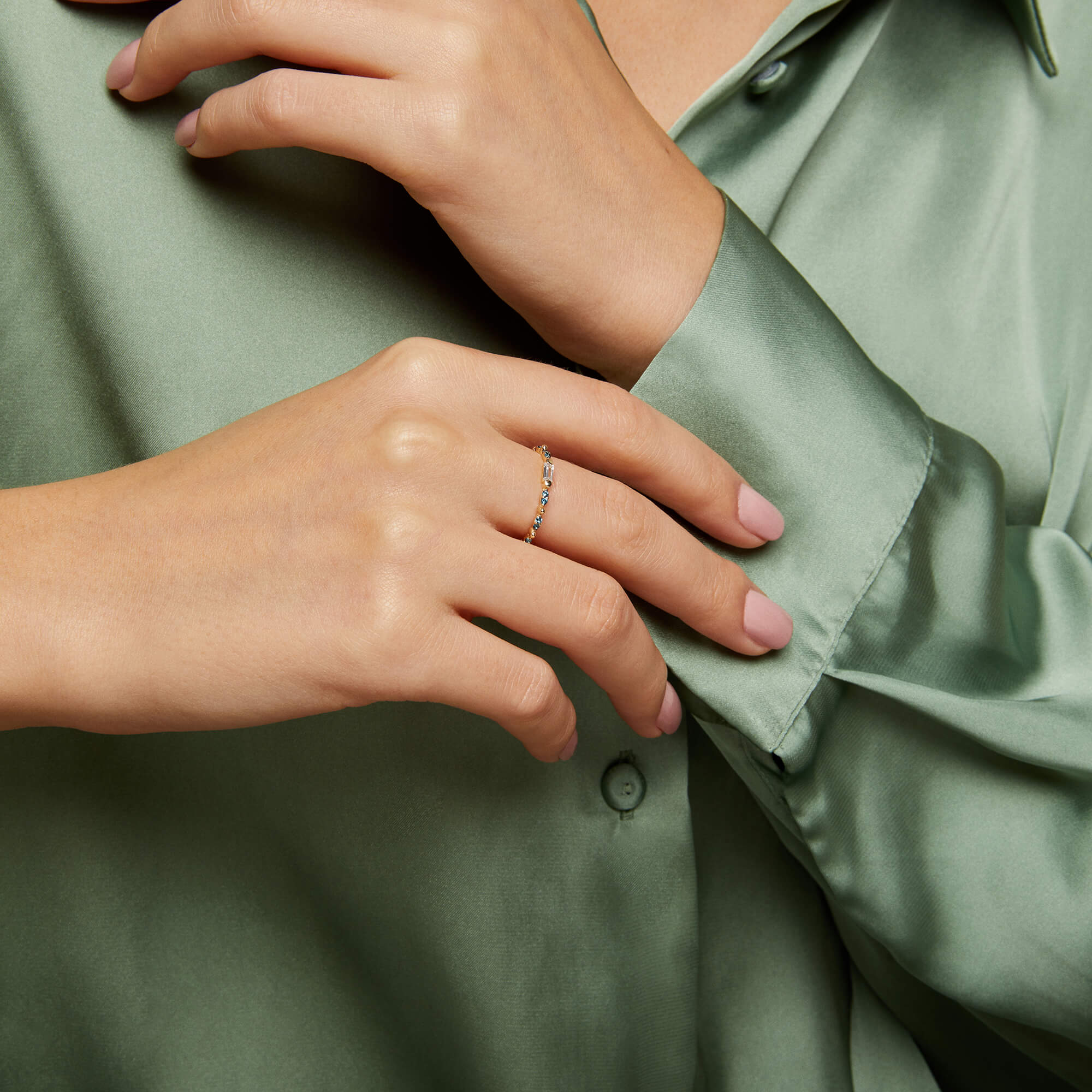 Baguette Novella Stackable Ring in 14k Solid Gold