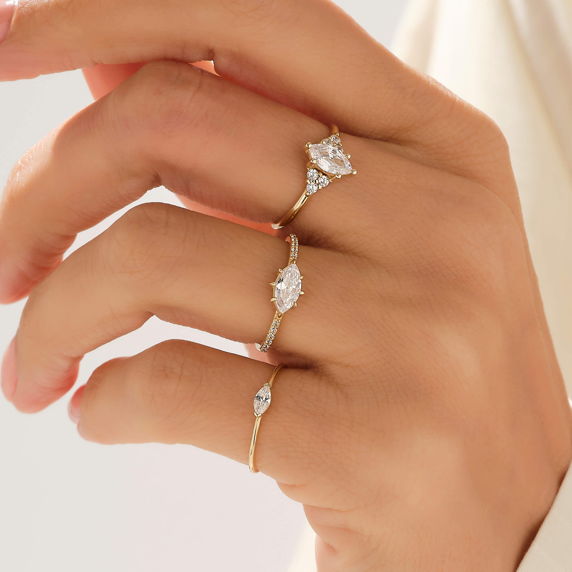 Basic Marquise Stackable Ring in 14k Solid Gold