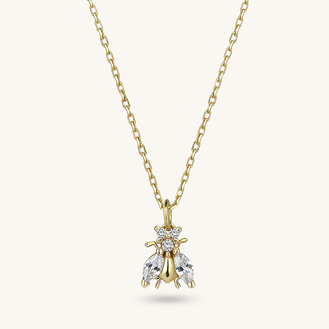 14k Gold Bee Pendant Necklace