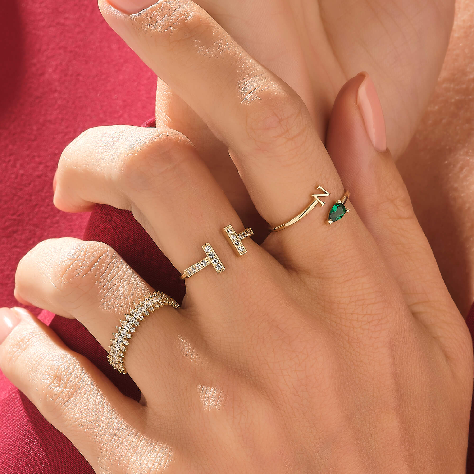 Custom Birthstone Ring in 14k Solid Yellow Gold