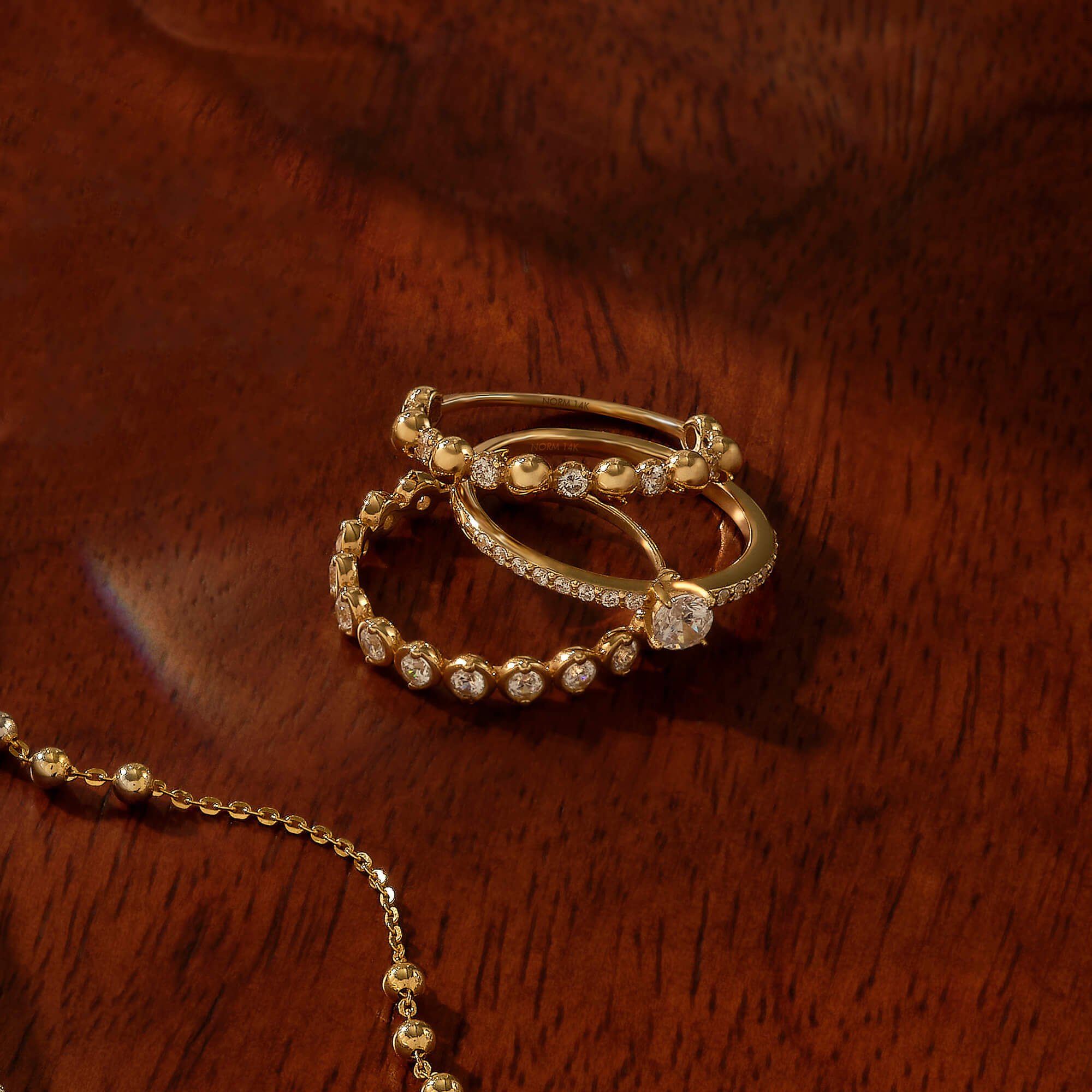 14k Real Gold Bold Bead Stacking Ring