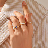14k Real Gold Marquise Bold Band Ring for Women