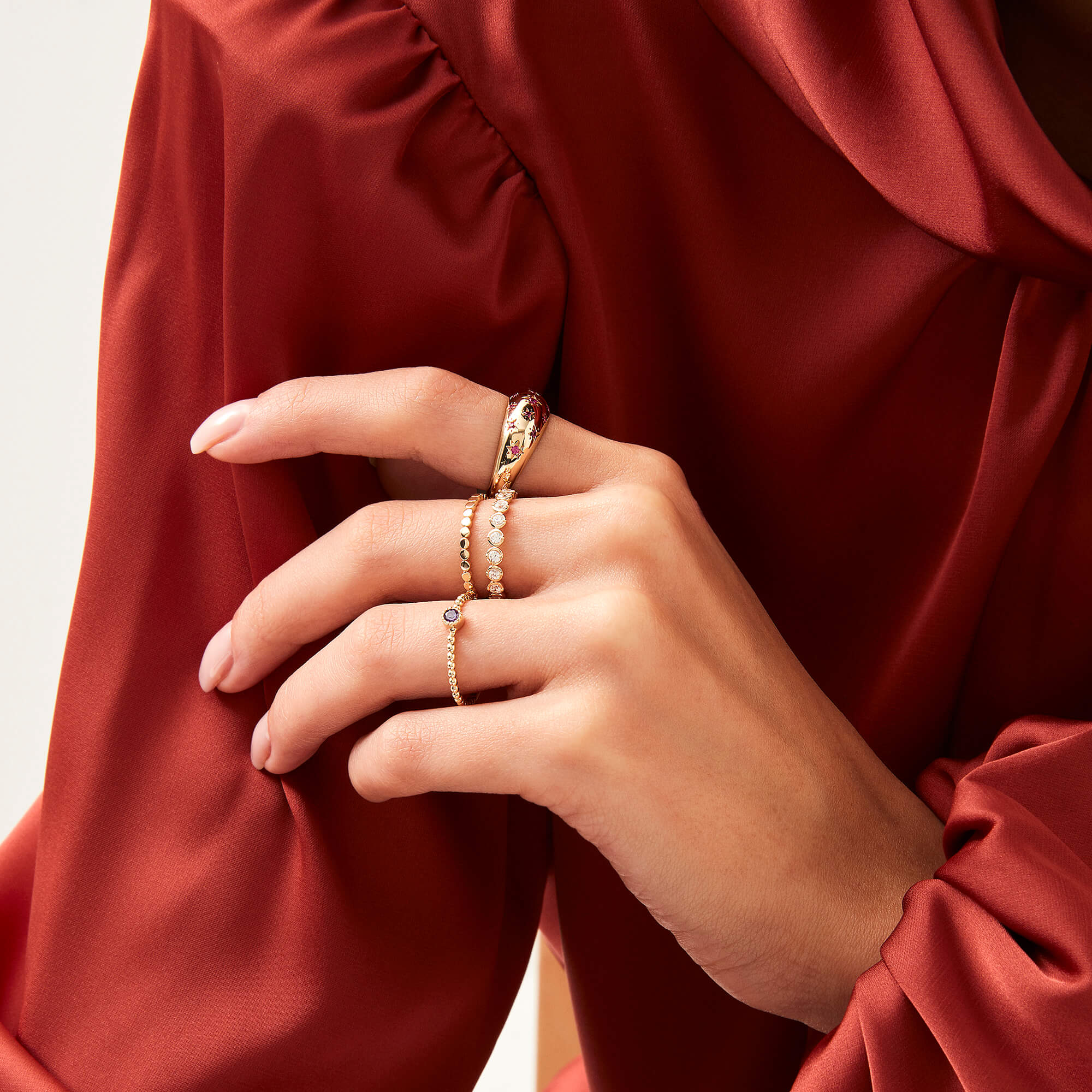 Bold Eternity Band Ring Paved with Round White CZ Stones in Gold