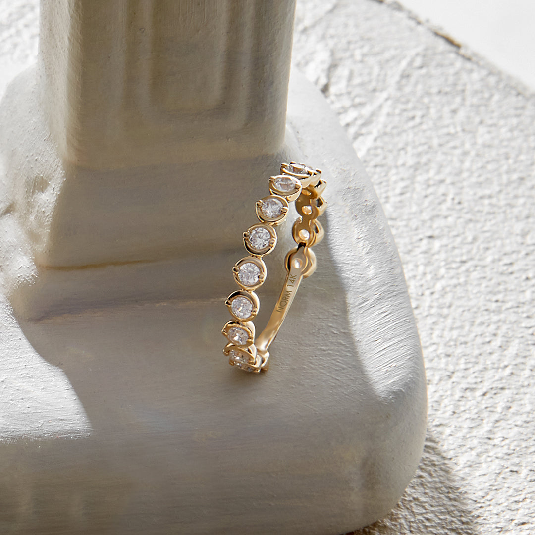 Dainty Bold Solo Eternity Band Ring in 14k Real Gold