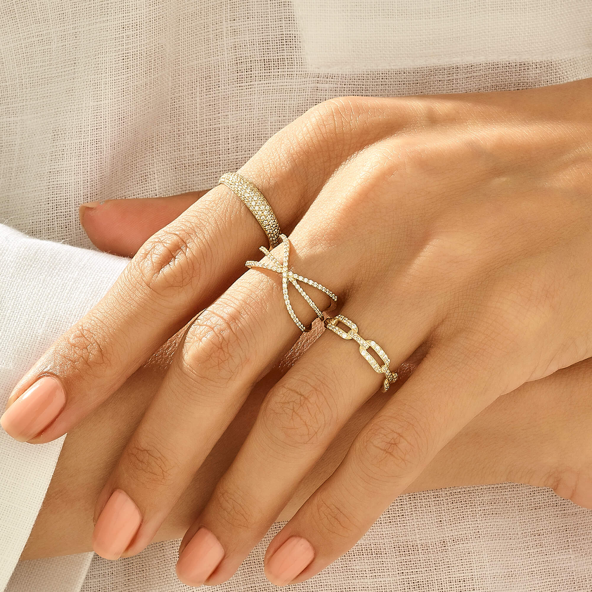 14k Solid Gold Bold X Ring for Women