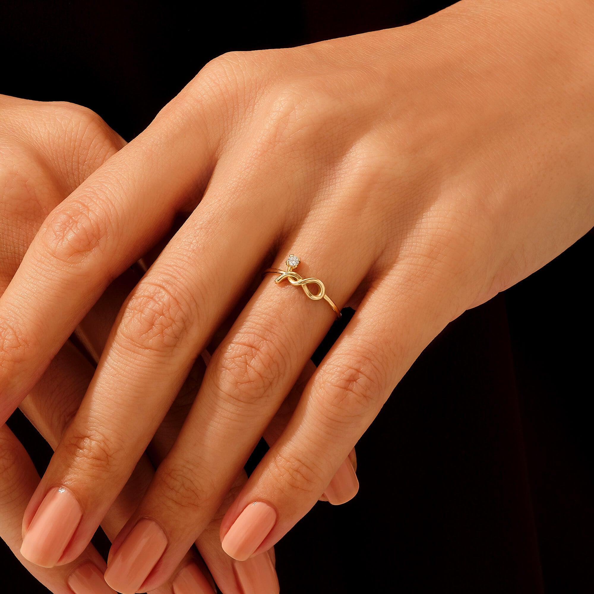 14k Real Gold Dainty Bowknot Ring for Women