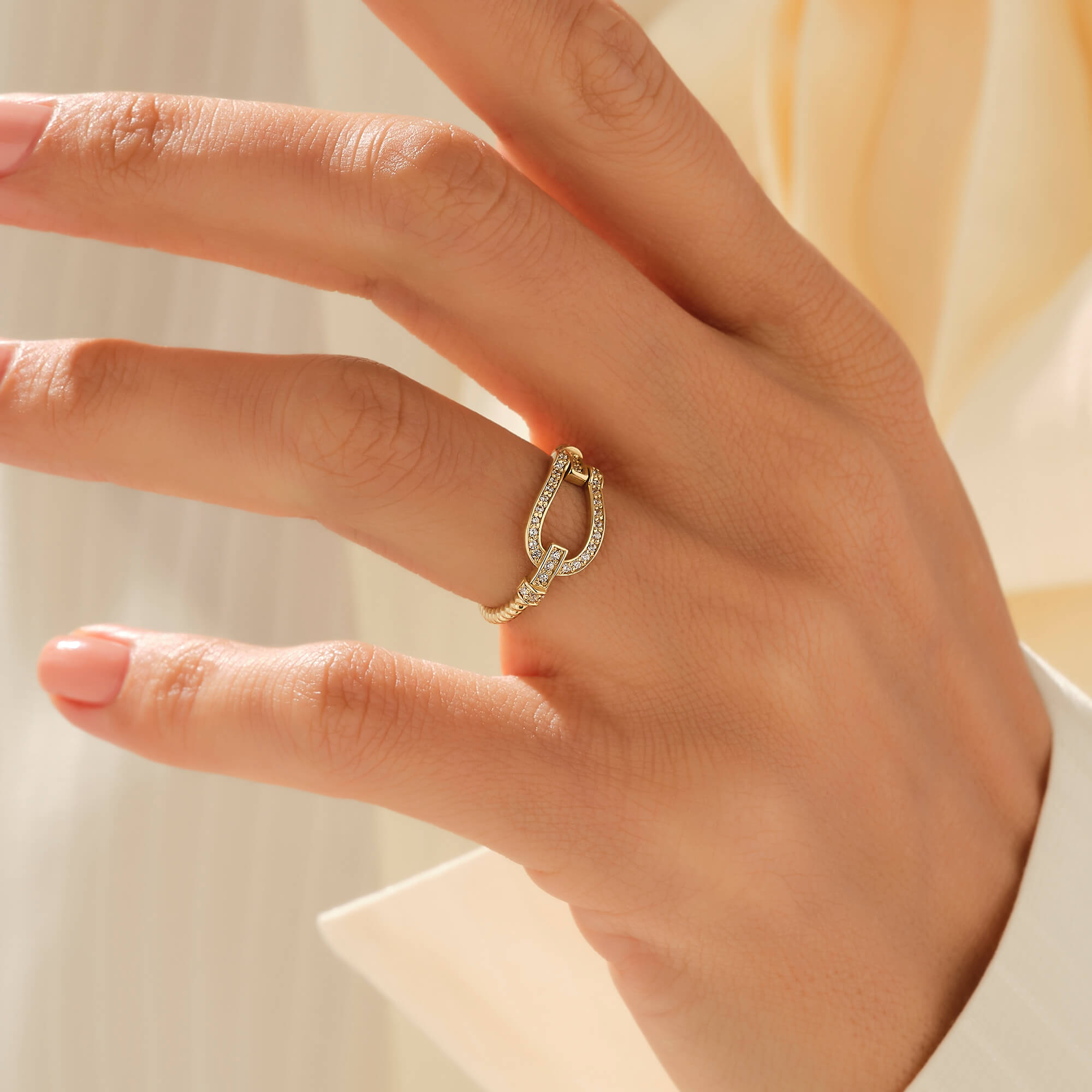 14k Real Gold Buckle Ring on Twisted Band