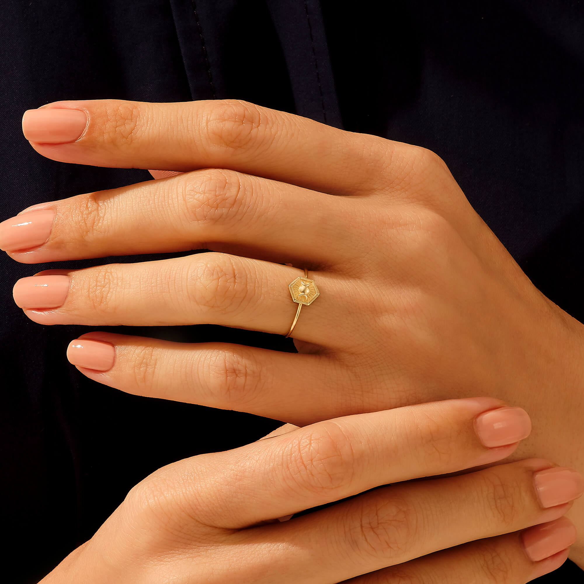 14k Real Gold Celestial Ring for Women