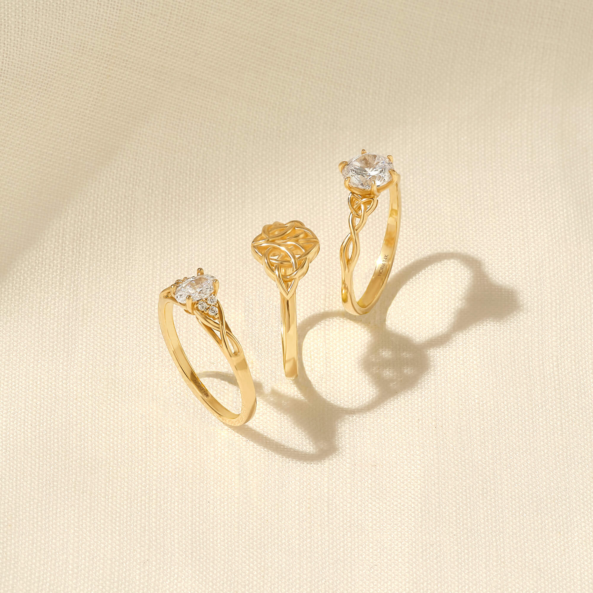 14k Real Gold Celtic Knot Solitaire Ring