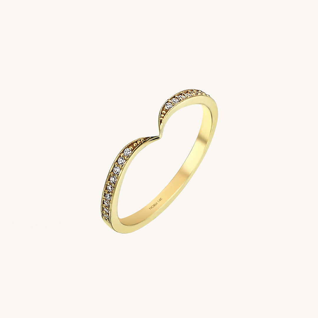 14k Real Yellow Gold Chevron Wedding Band Ring