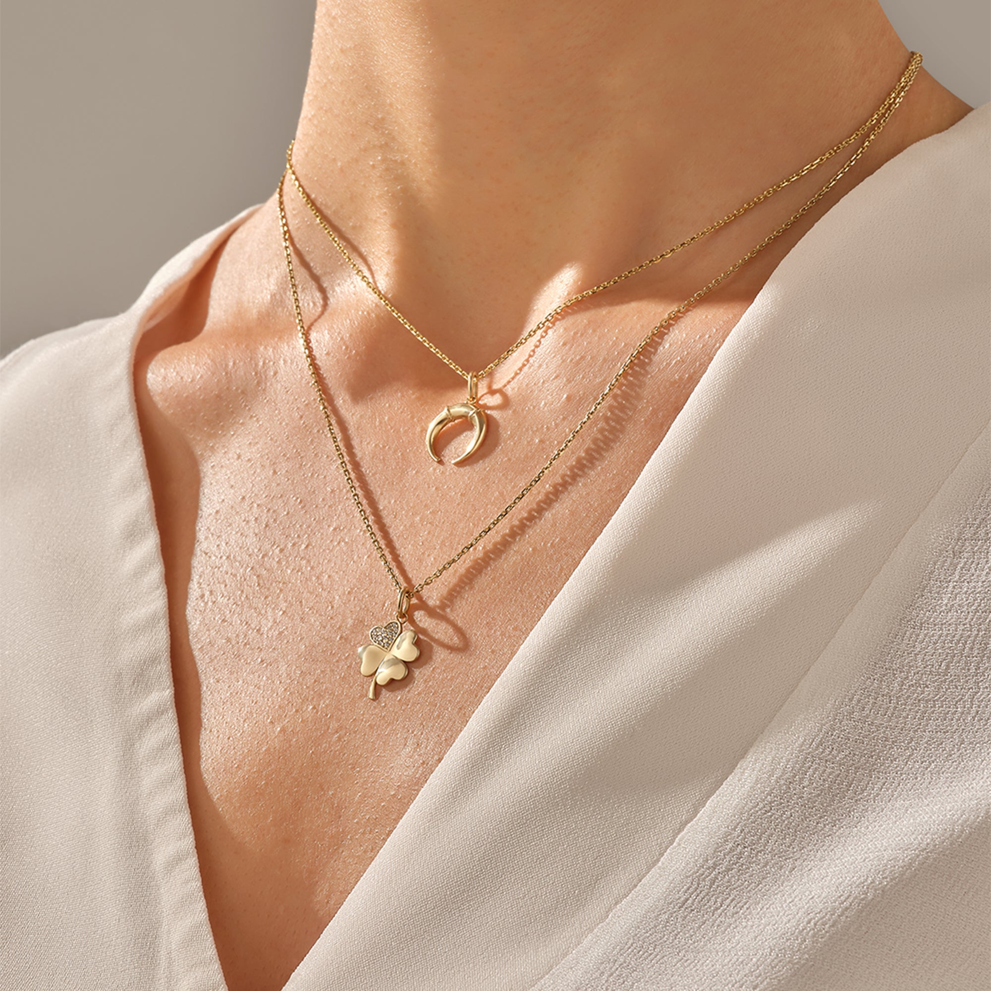 14k Real Gold Crescent Pendant for Women