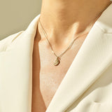 14k Real Yellow Gold Croissant Necklace for Women