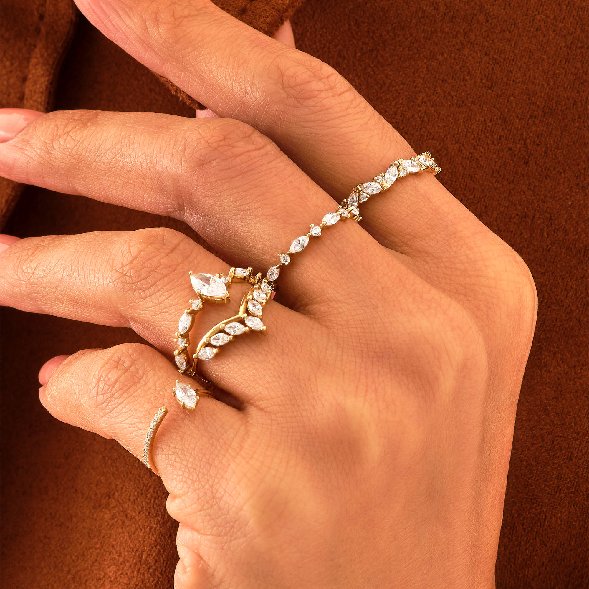 0.50 ctw Marquise Cut Diamond Band Ring in Real Gold