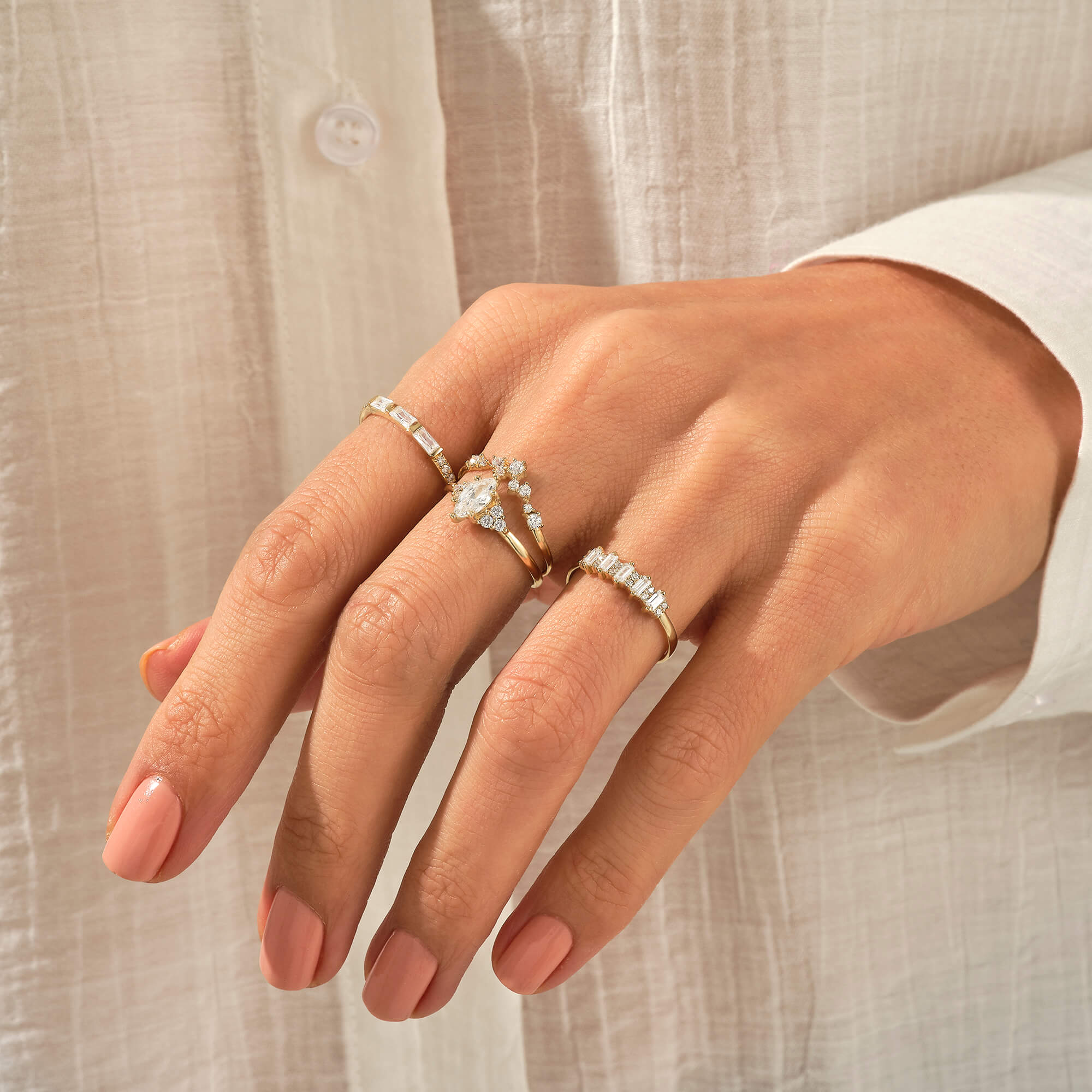 0.50 ctw Marquise Cut Diamond Ring in 14k Solid Gold