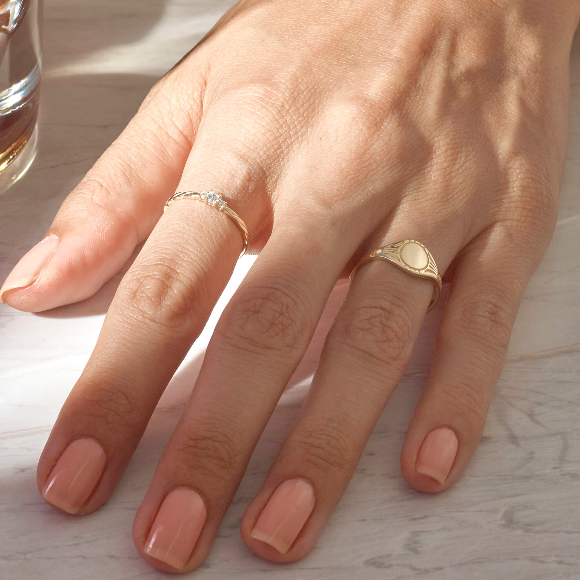 14k Solid Gold Diamond Solitaire Twisted Ring